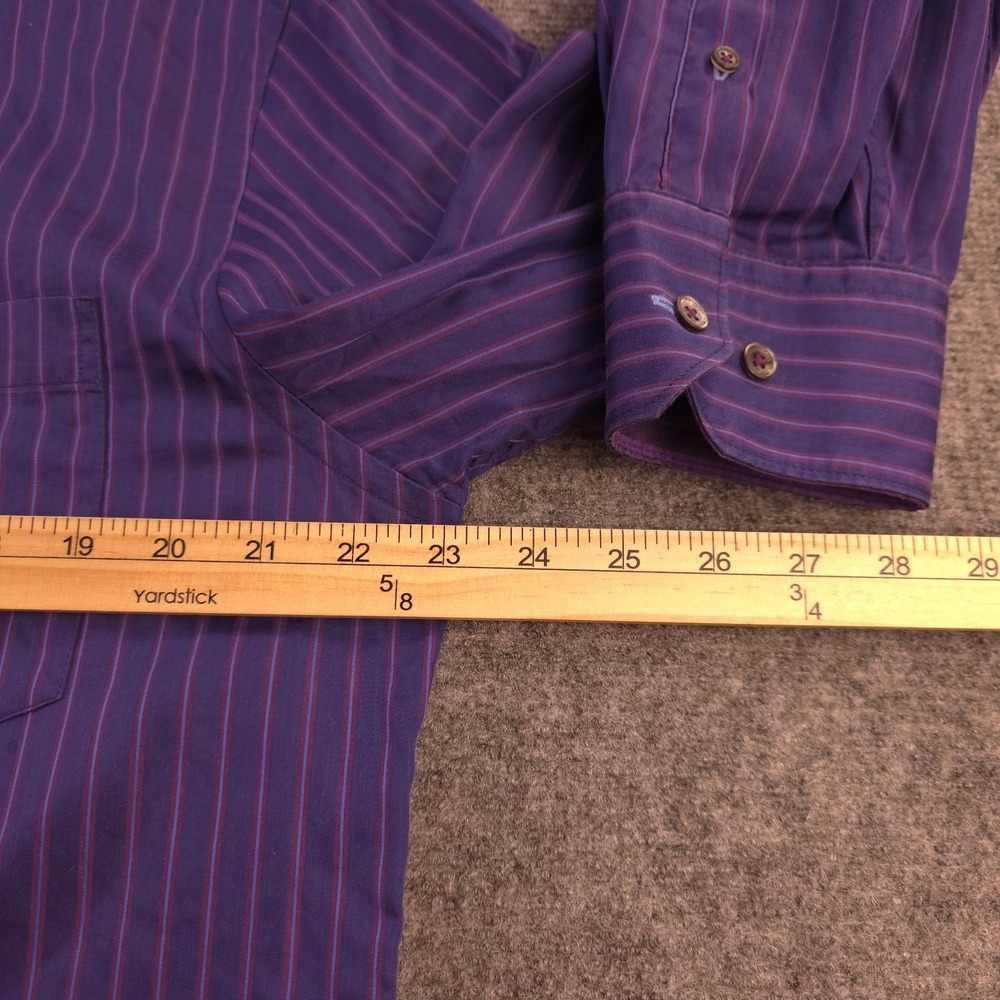 Bugatchi Shirt Large Shaped‎ Fit Long Sleeve Button Up Blue Purple Striped - Picture 4 of 8